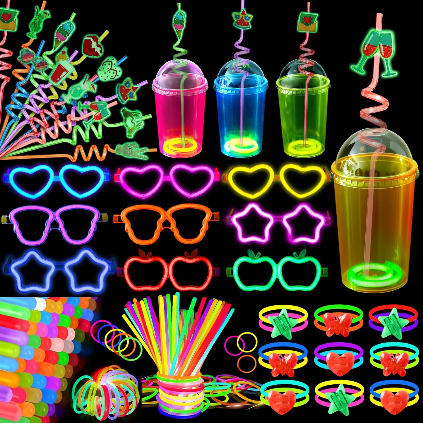 B Bascolor Glow in the Dark Party Supplies – 260 Pcs Light Up Party Favors