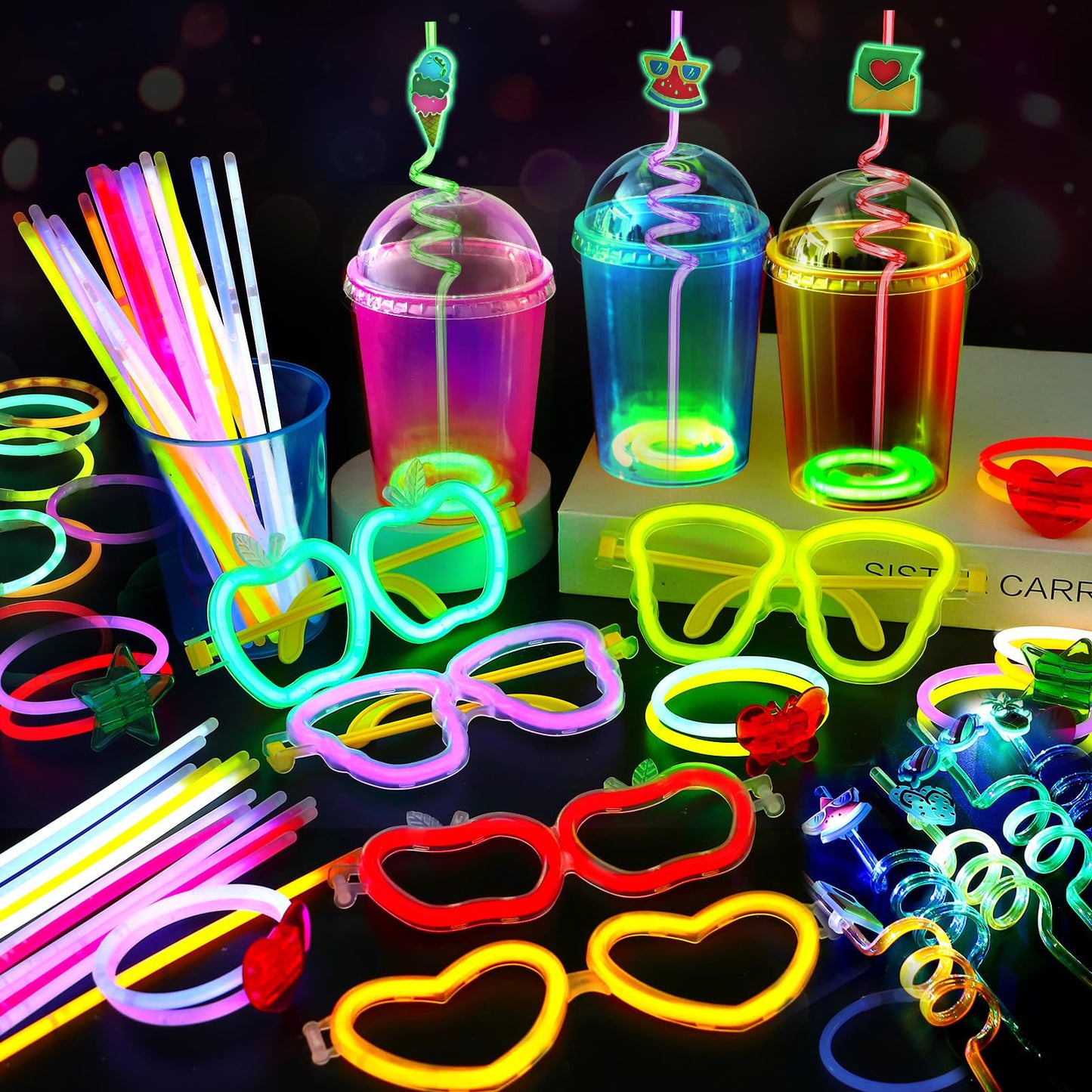 B Bascolor Glow in the Dark Party Supplies – 260 Pcs Light Up Party Favors