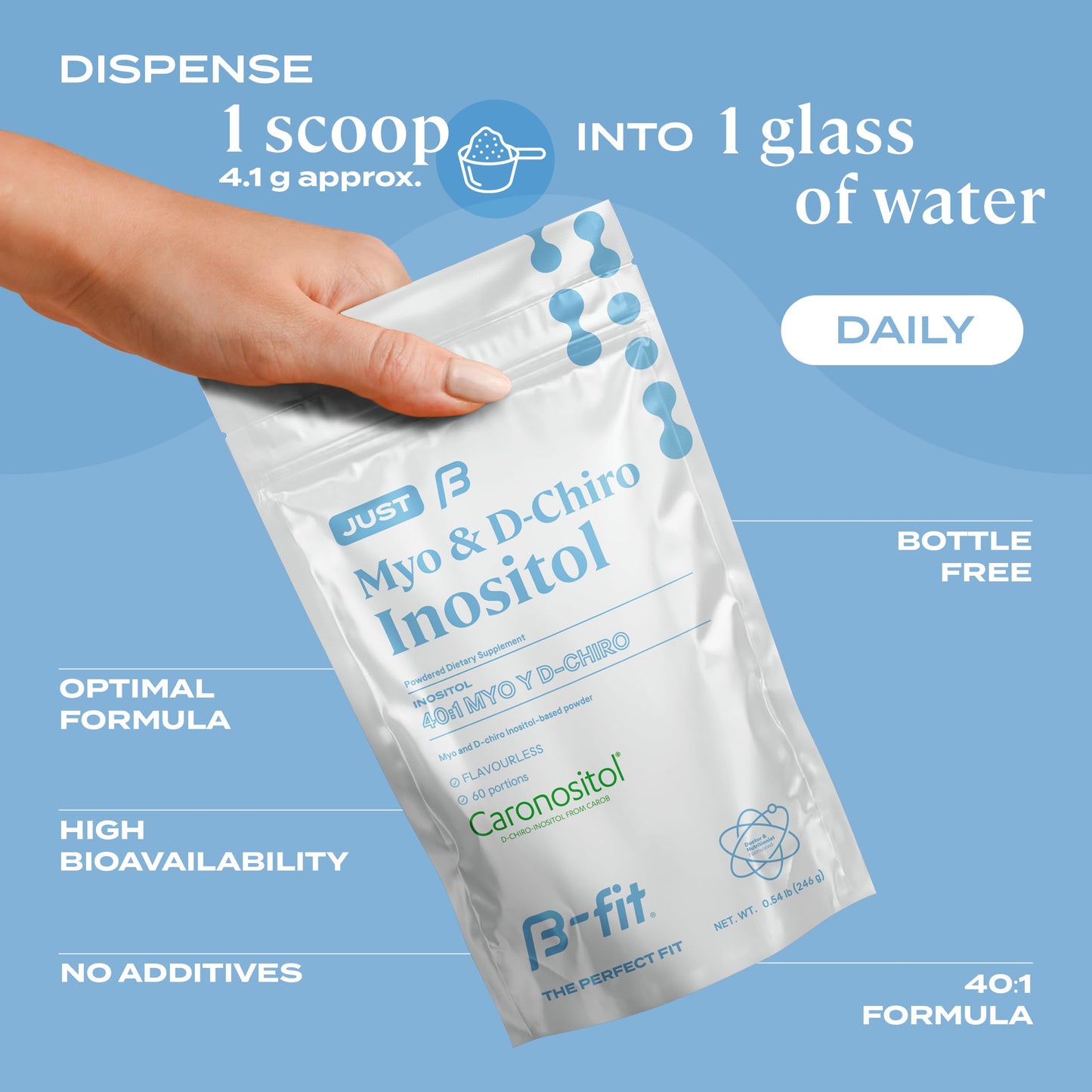 B-FIT B Inositol Supplement for Women – Myo & D-Chiro Inositol 40:1, 60 Servings, 2-Month Supply