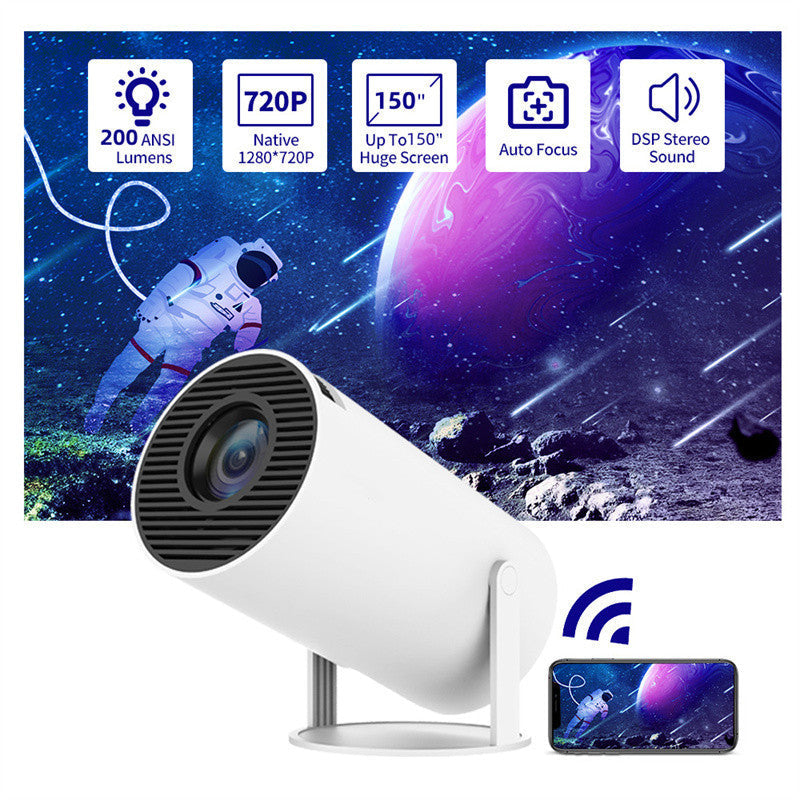 4K Portable Mini Projector - 180° Auto-Focus Home Cinema Projector with HD 1080P Support | Compact Smart Video Projector
