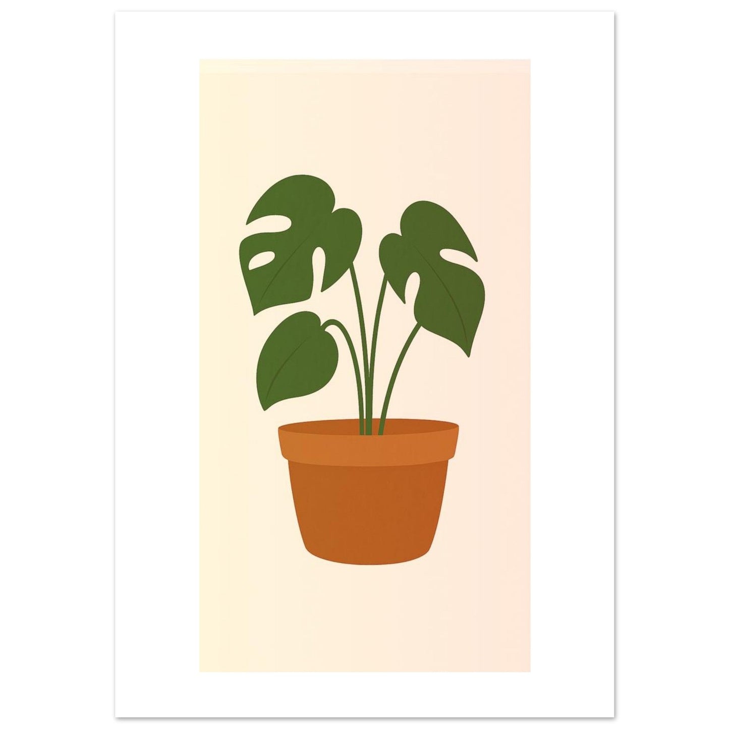 Minimalist Monstera Plant Print – Boho Botanical Wall Art