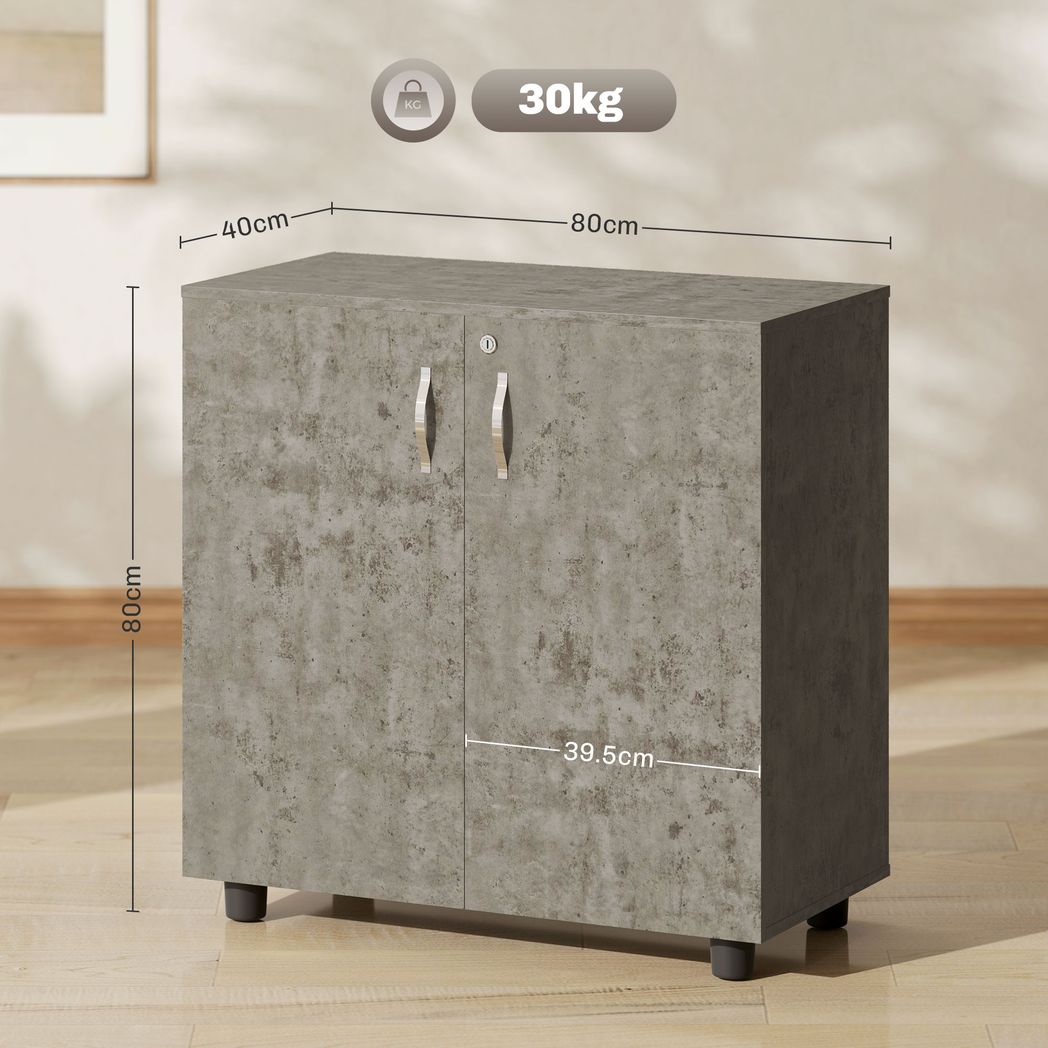 Vinsetto 2-Tier Locking Filing Cabinet Office Storage Cabinet