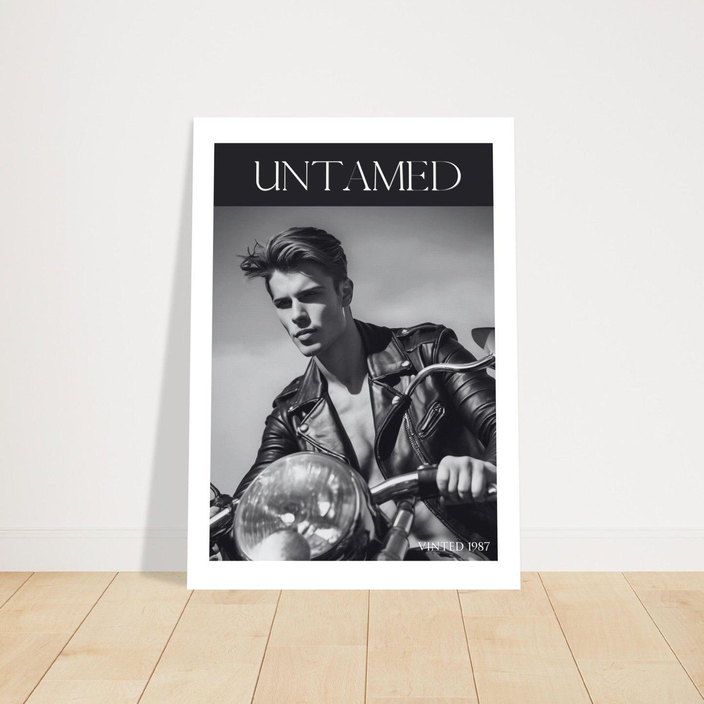 Untamed Retro Motorcycle Poster - Black & White Wall Art for Cool Spaces