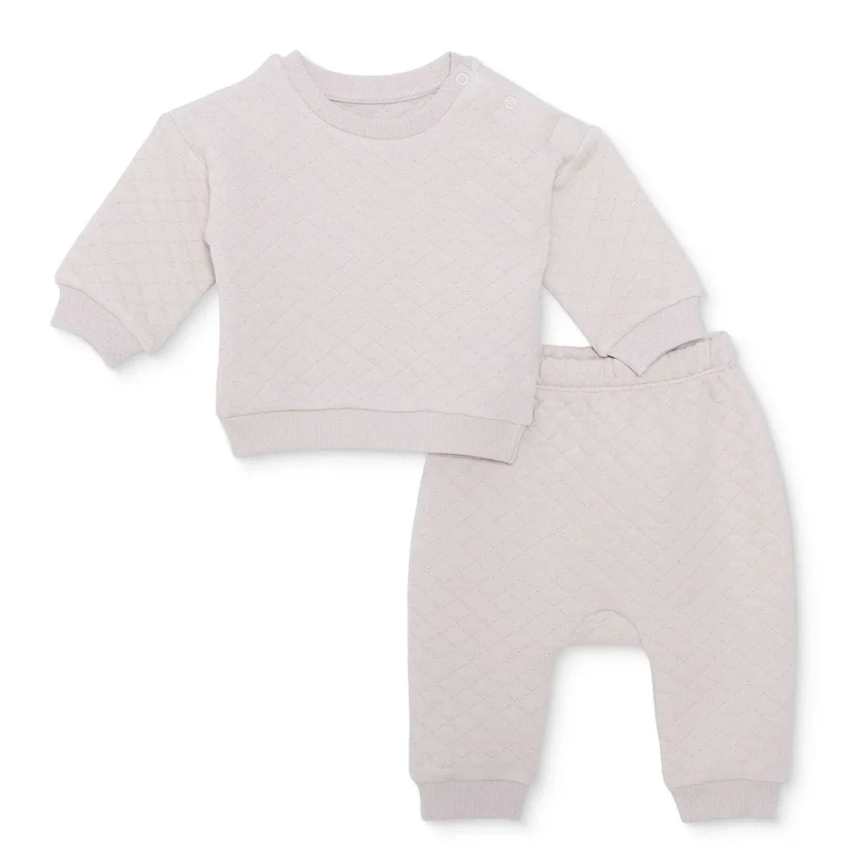 HelloBaby Unisex Sweatshirt- Bottom with Poppers Crew Neck Long Leg Long Sleeve - Beige
