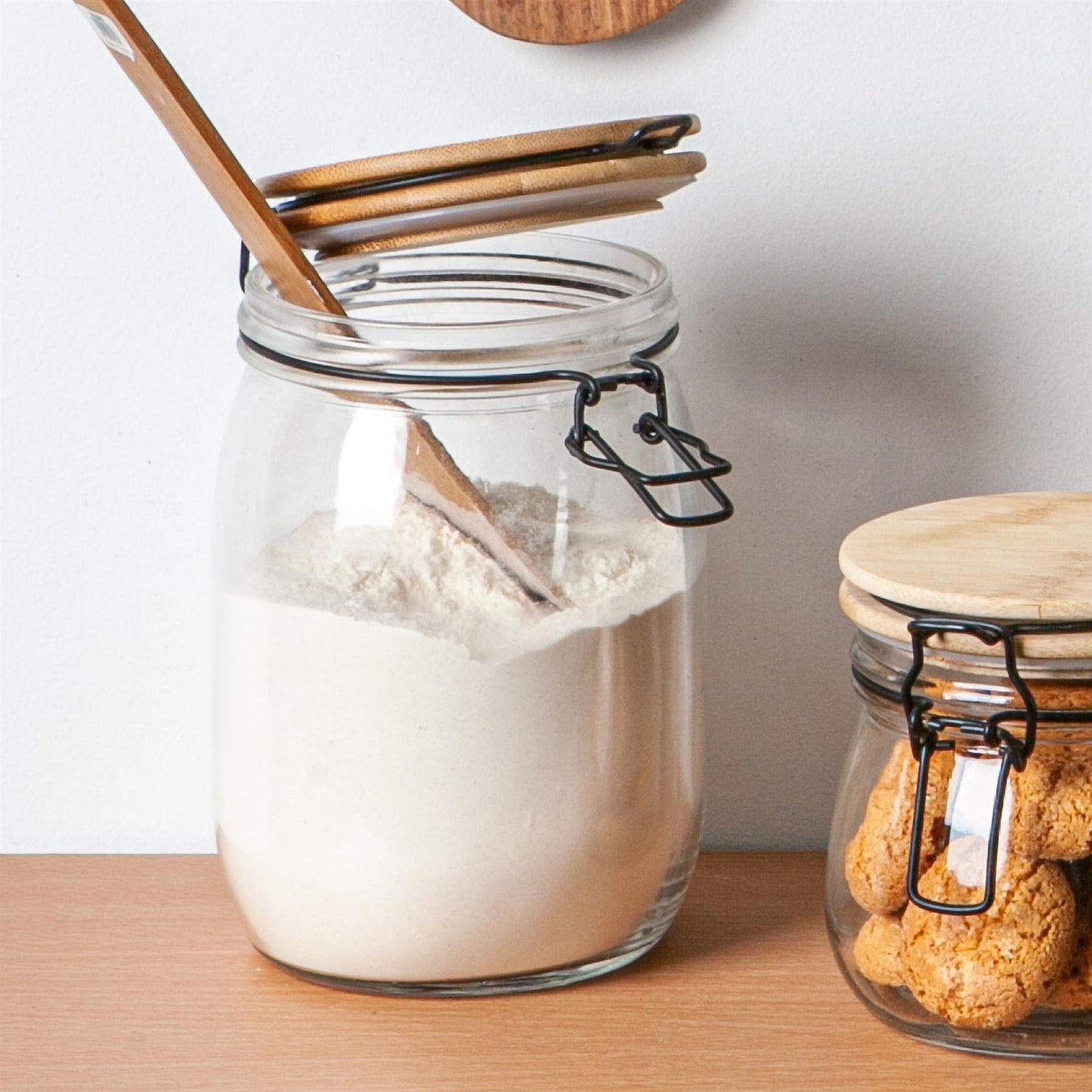 1L Air tight Glass Storage Jar with Wooden Clip Lid