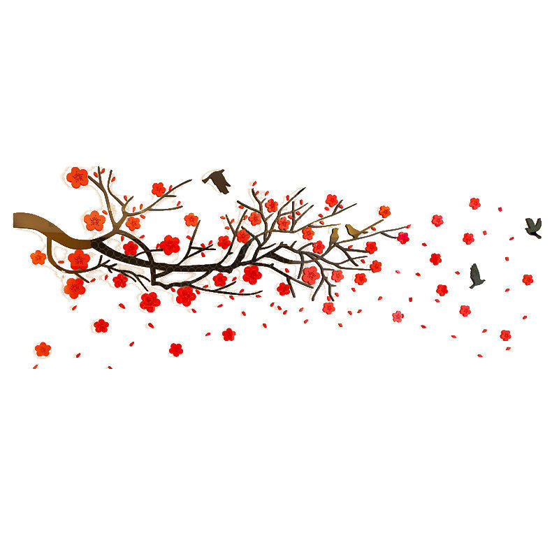 3D Acrylic Wall Decals - Elegant Floral Branch Design for Living Room & Bedroom Decor