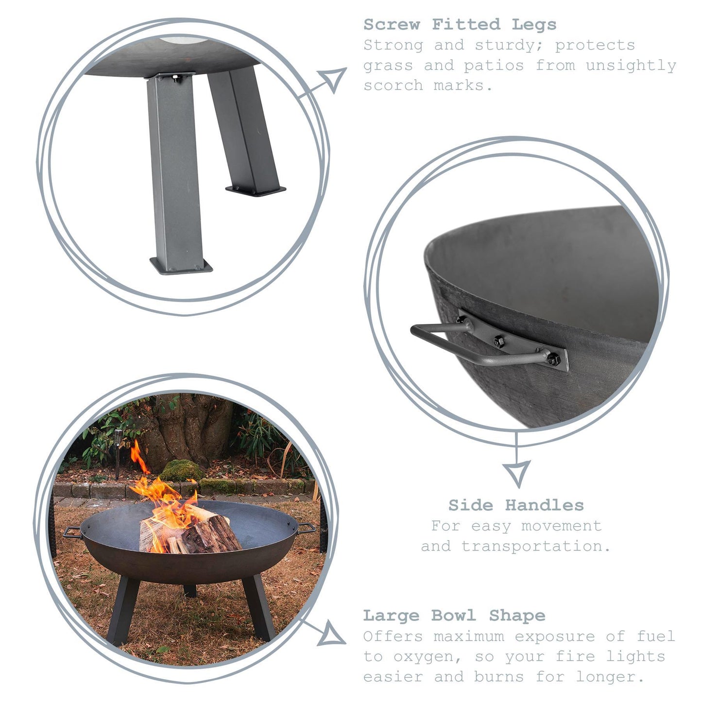 XL Cast Iron Fire Pit 100cm