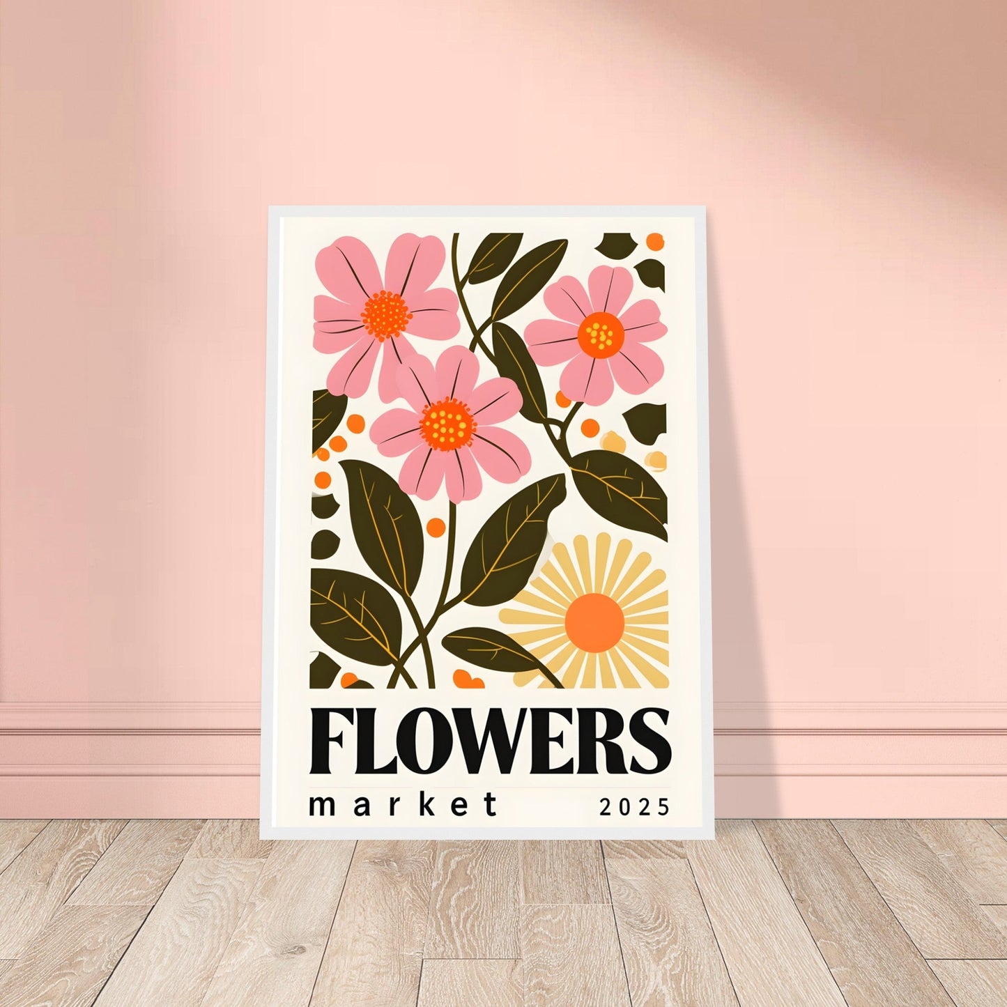 Minimalist Flower & Typography Framed Poster – Modern Floral Wall Art