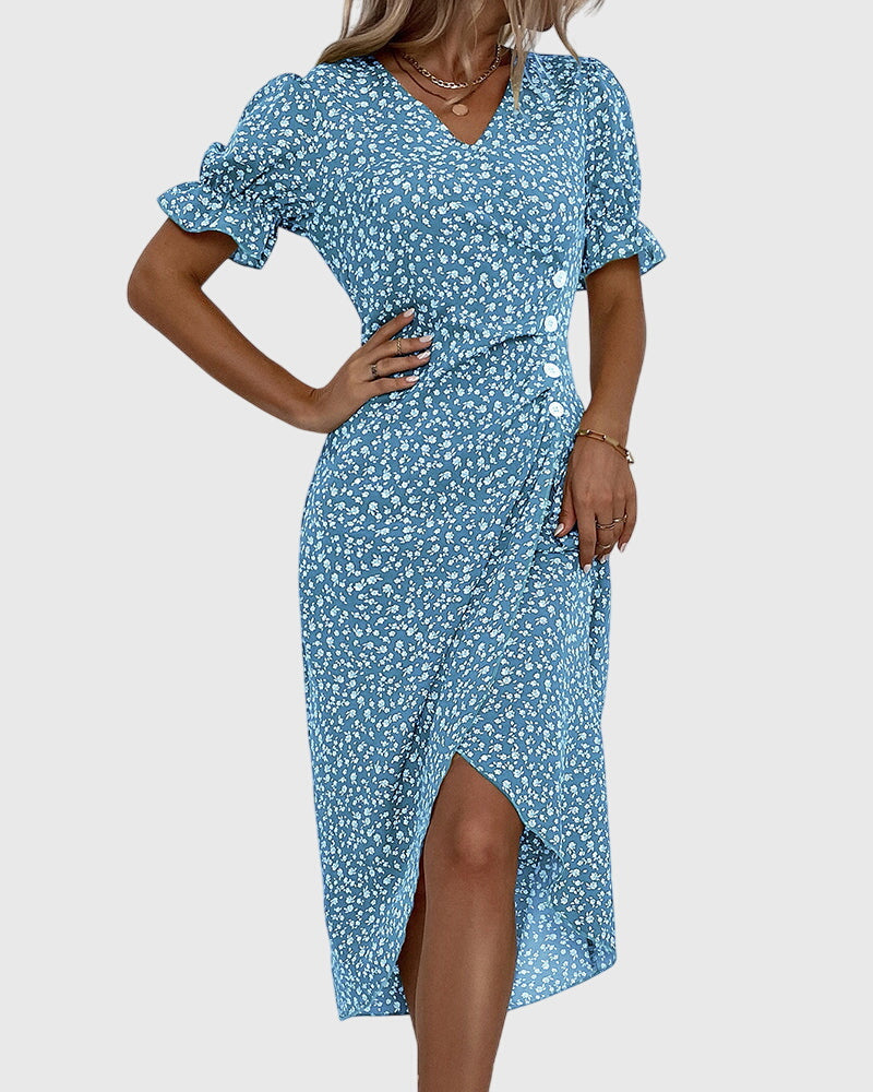 Barbara - Fresh Bloom V-Neck Dress