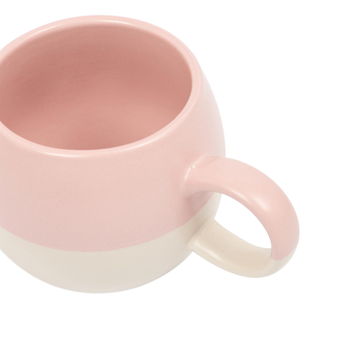 340ml Dusty Pink Colour Block Stoneware Sphere Mugs - Pack of Four