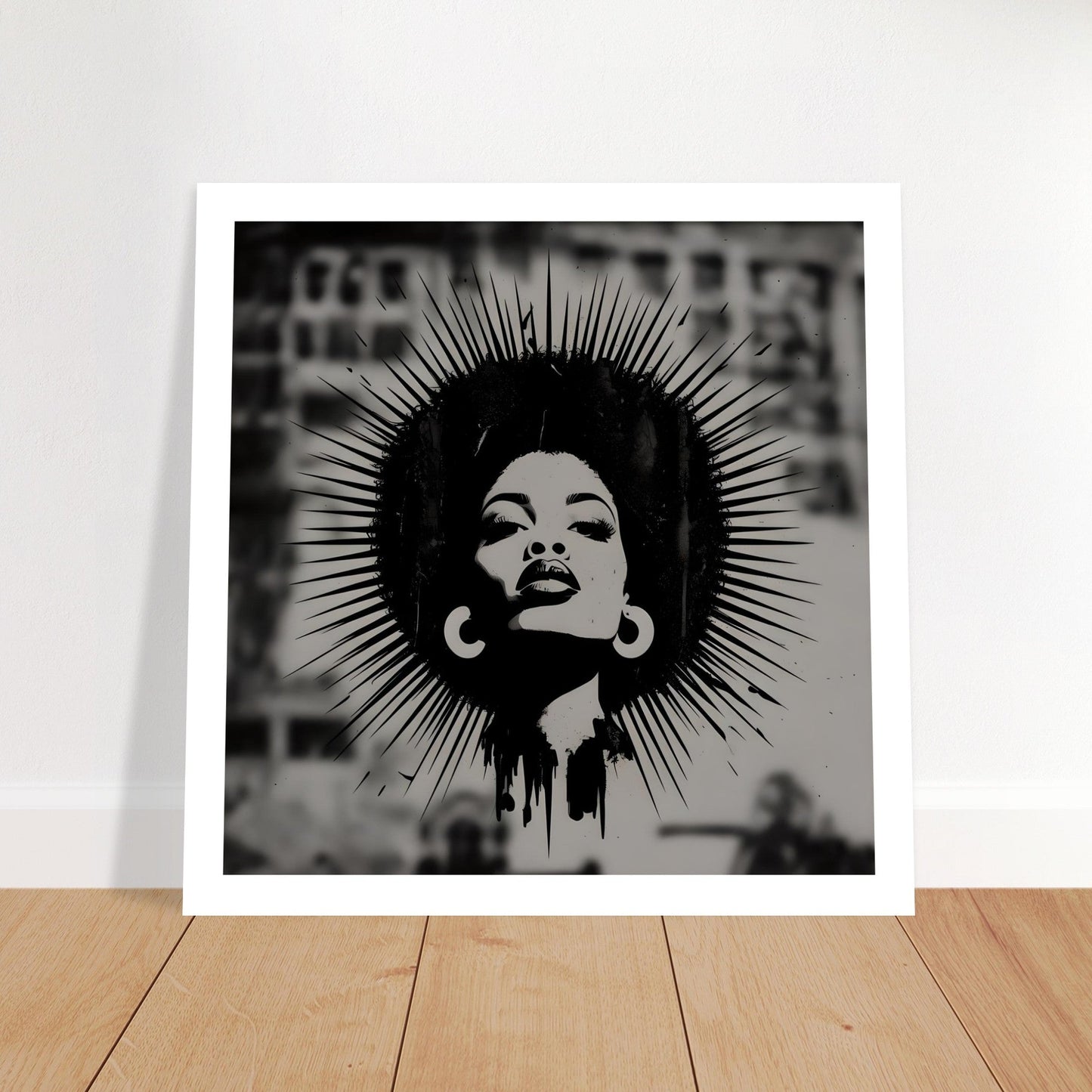 Afro Woman Silhouette Art Print – Grayscale Modern Wall Poster | Bold Feminine Decor