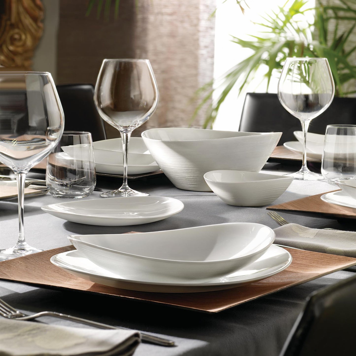 White 32cm Prometeo Oval Glass Steak Plates - Pack of 6