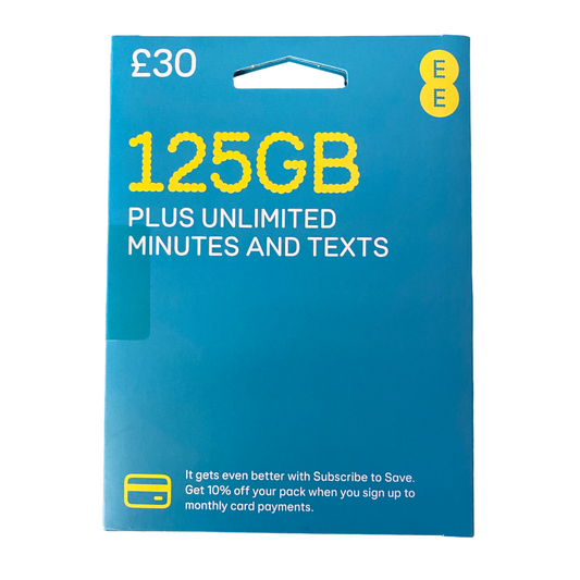 EE Pay As You Go Sim Card - £30 Subscription Pack