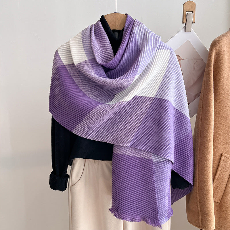 Women's Multicoloured Crinkled Cashmere All-Matching Shawl