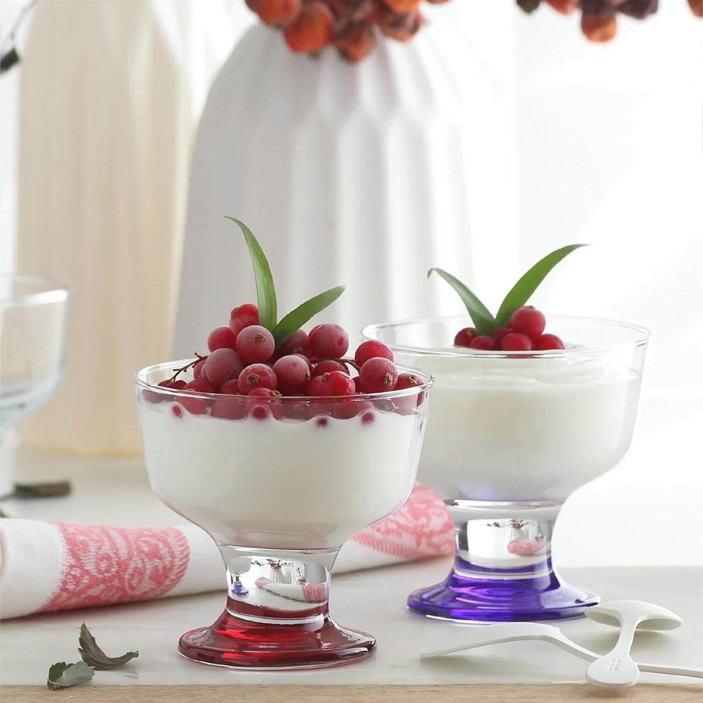 285ml Destina Multicolour Glass Ice Cream Bowls - Pack of Six