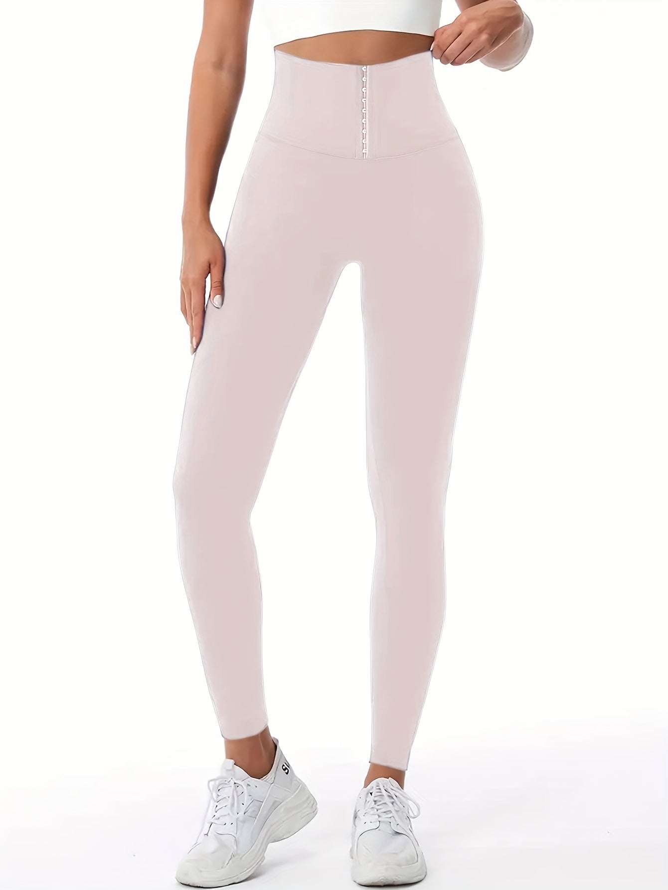 High-Waist Tummy Control Leggings - Butt Lifting Skinny Jeans for Women | Double-Breasted Button Closure