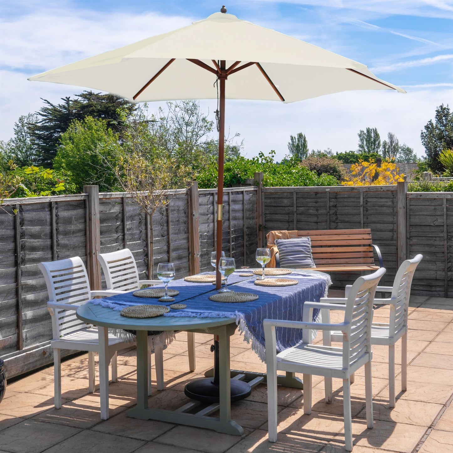 2.7m x 2.5m Wooden Garden Parasol