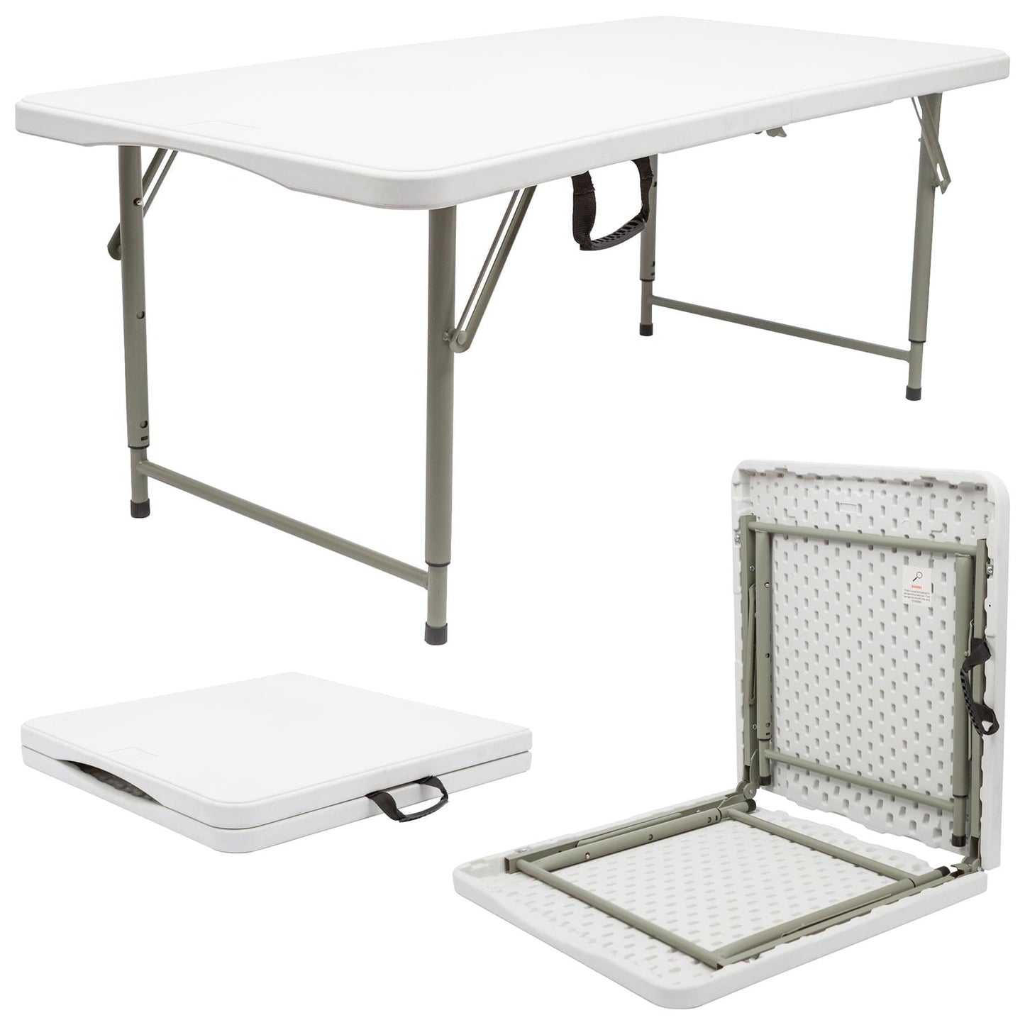 4ft (120cm) White Height Adjustable Folding Trestle Table