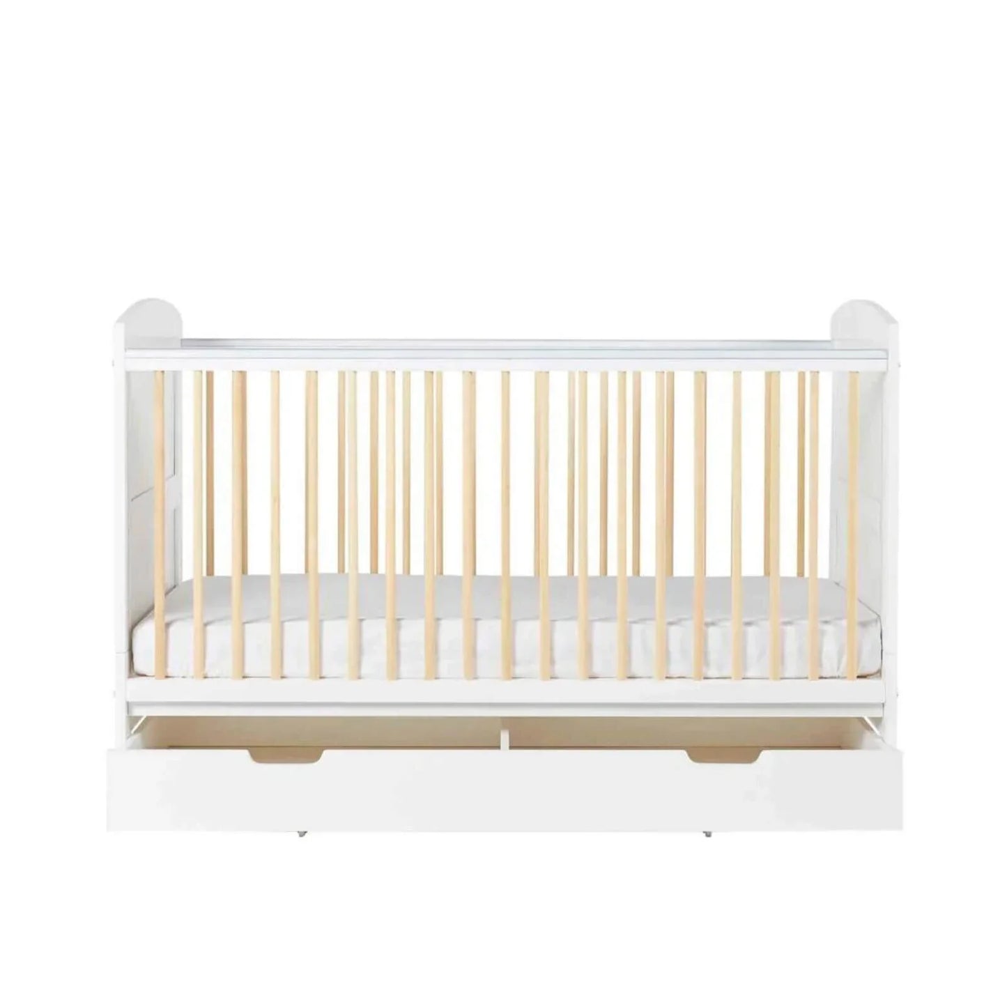 Ickle Bubba Coleby Scandi Cot Bed with Under Drawer Scandi White - Premium Pocket Sprung Mattress