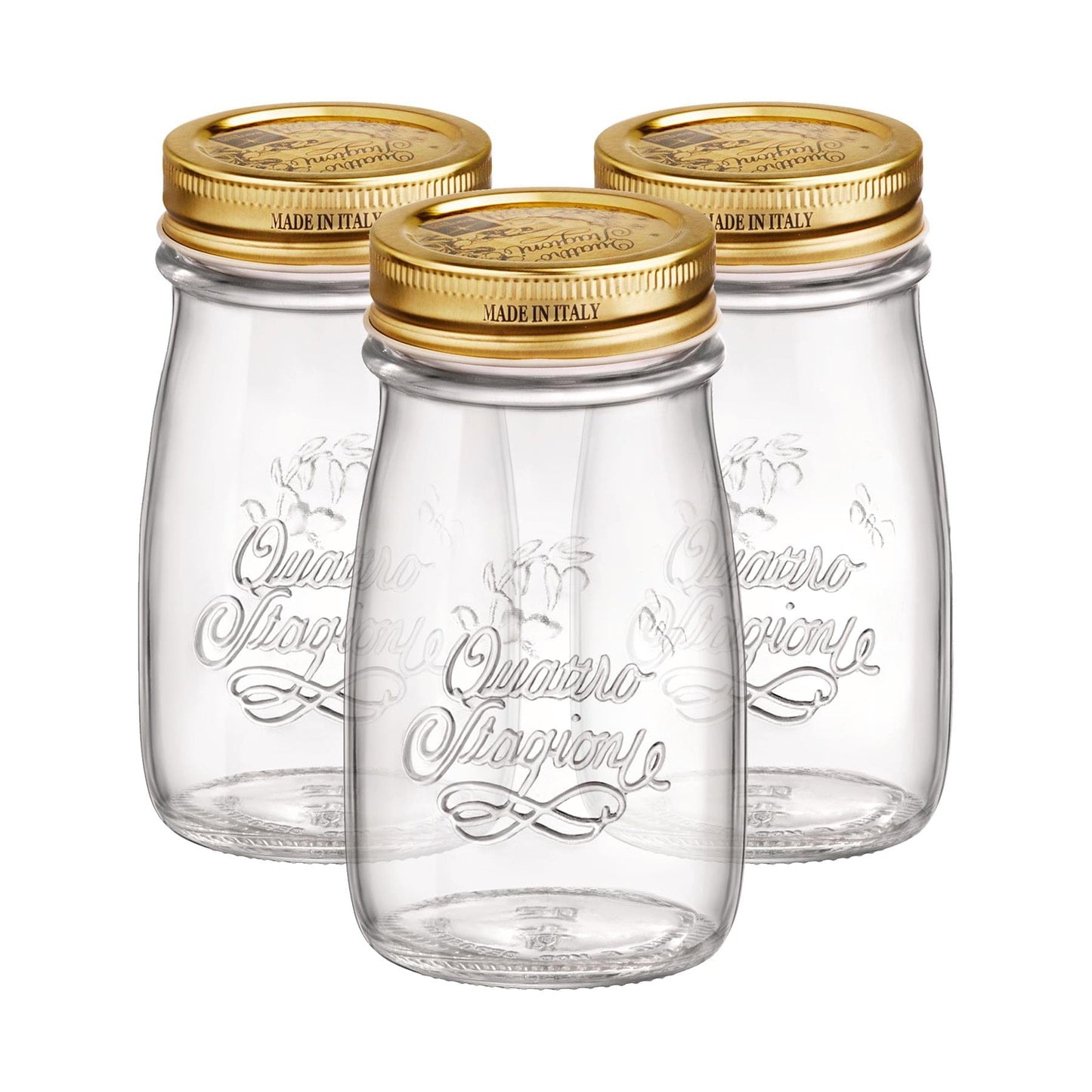 200ml Quattro Stagioni Glass Bottles with Screw Top Lid - Pack of 3