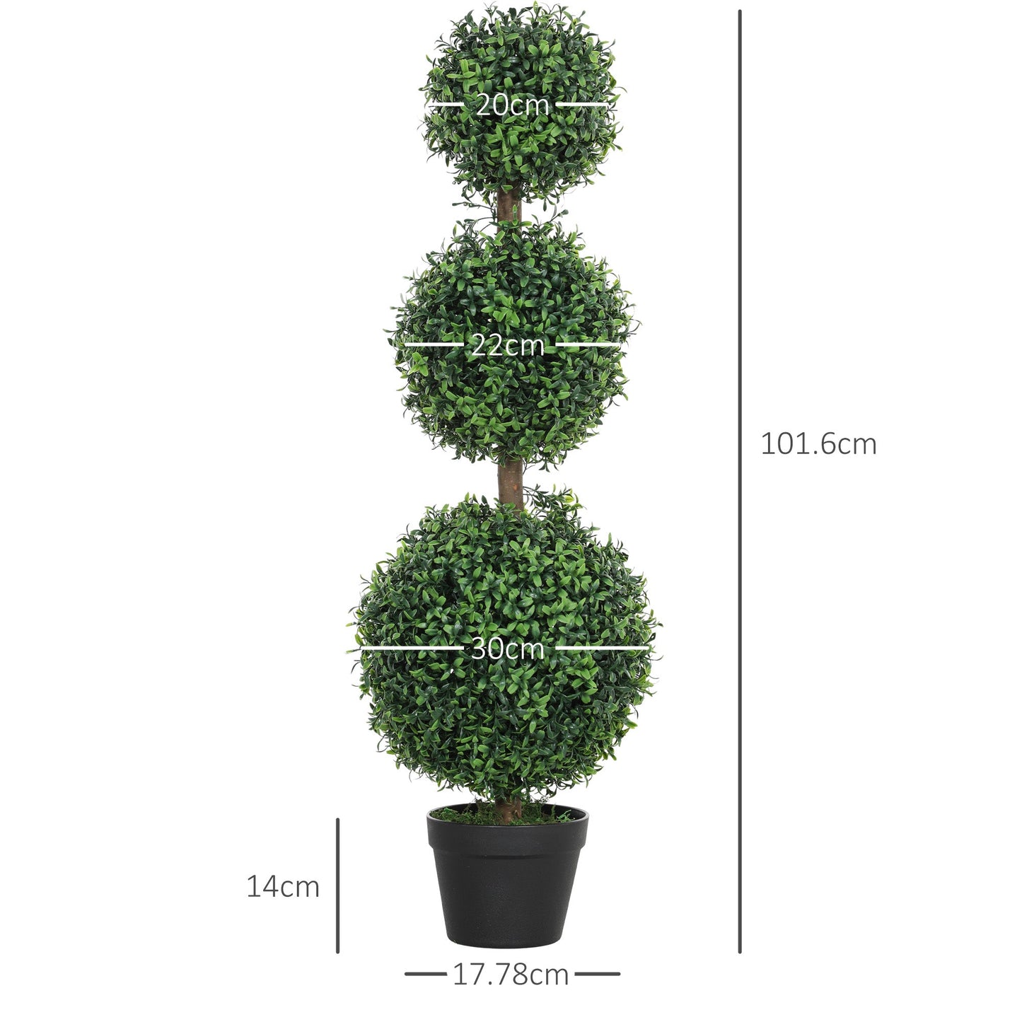 HOMCOM Set of 2 Decorative Artificial Plants Boxwood Trees in Pot, Green