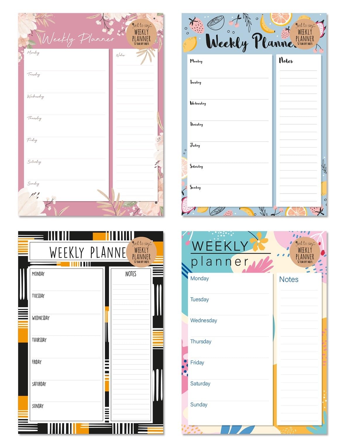Compact - 1x A4 Flowers Layout Weekly Planner Pad Design at Random