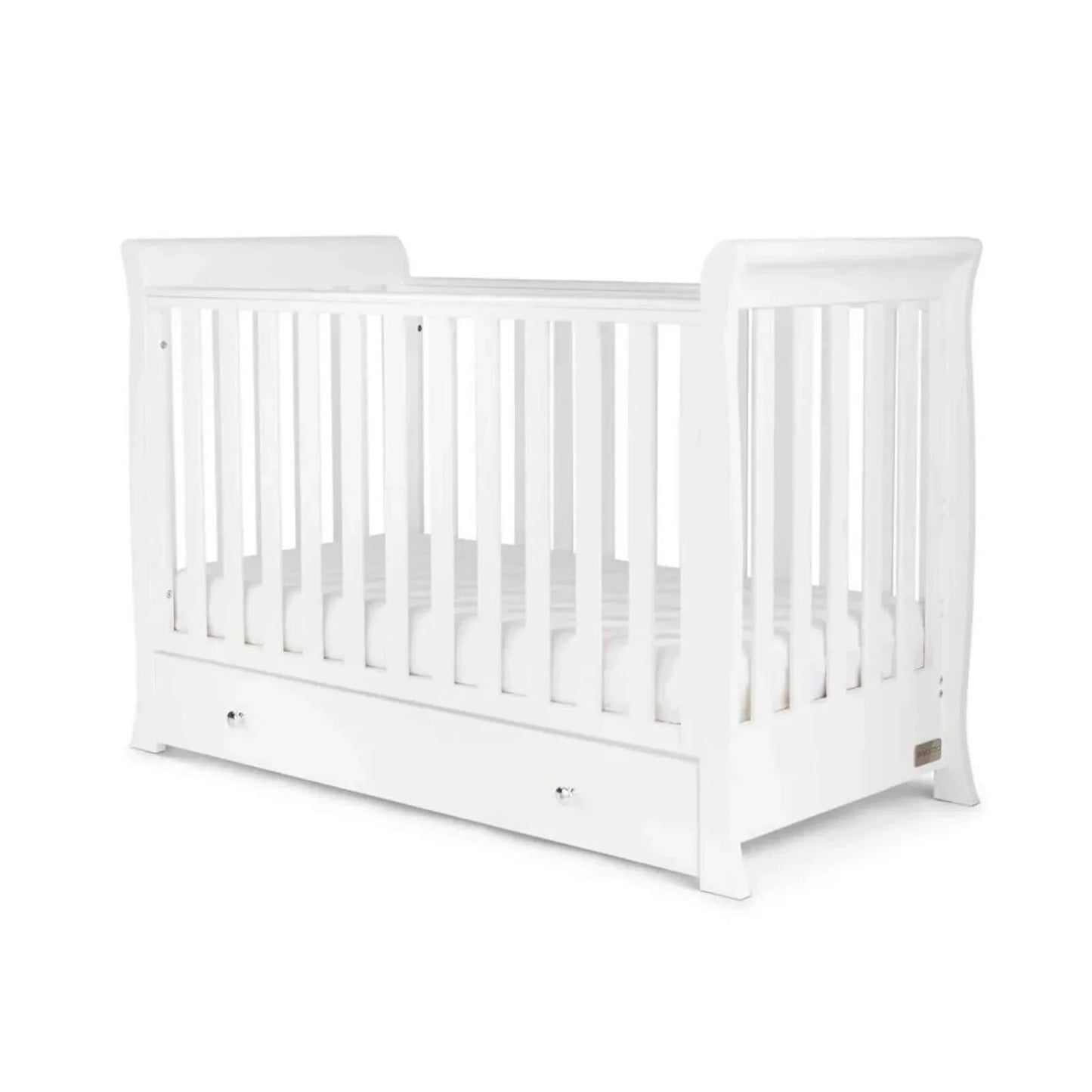 Ickle Bubba Snowdon Mini Cot Bed White - Premium Pocket Sprung Mattress