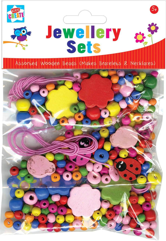 Children's Make Your Own Wooden Bead Jewellery Set with Elastic