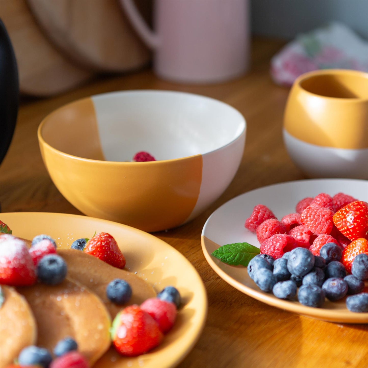 16.5cm Colour Block Stoneware Cereal Bowls - Pack of 4