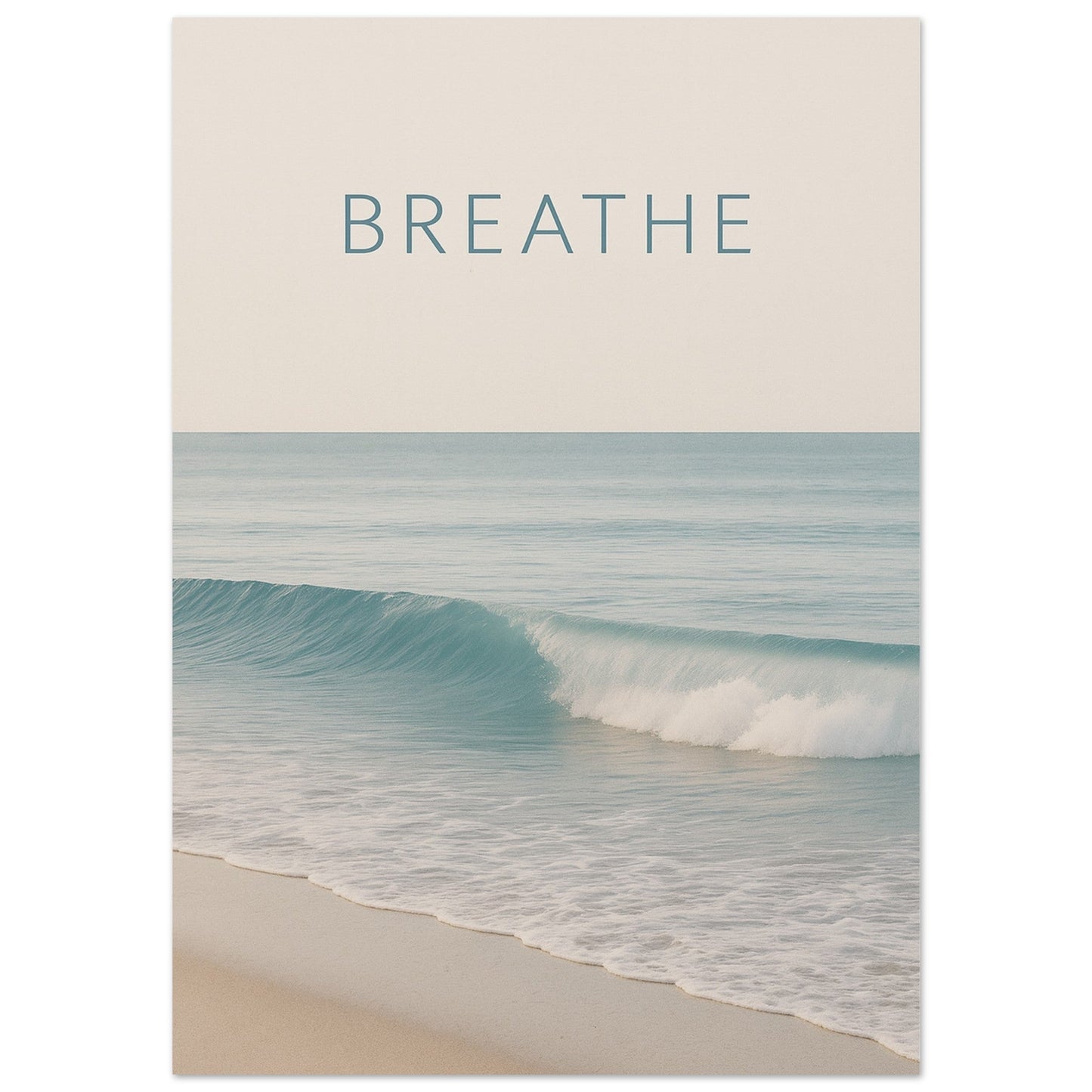 Breathe | Ocean Wave Minimalist Poster - Elegant Ocean Art Print for Home Decor
