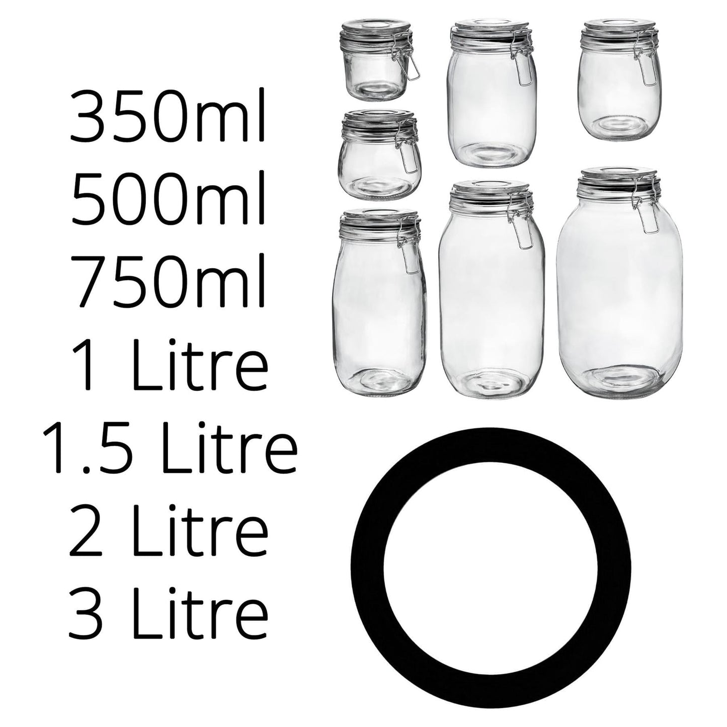 Large Glass Storage Jar Seals - Pack of Six