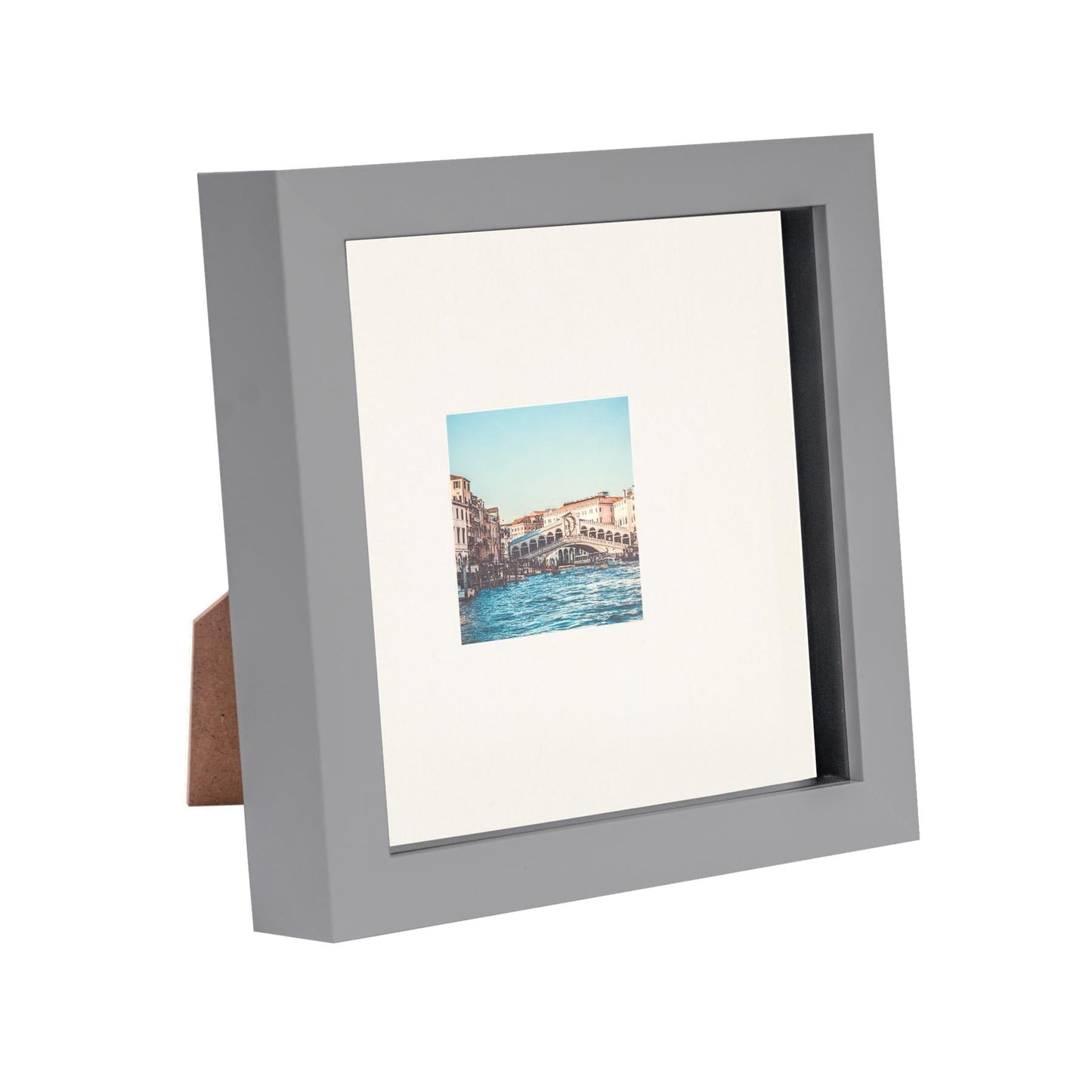 Grey 6" x 6" 3D Box Photo Frame with 2" x 2" Mount