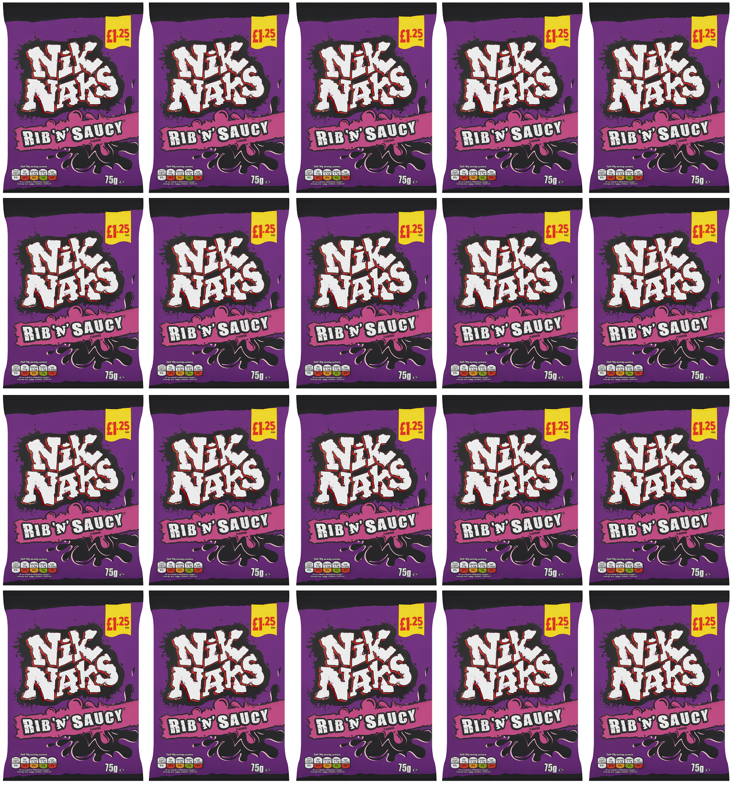 20 x Kp Nik Naks Rib N Saucy - 75GM