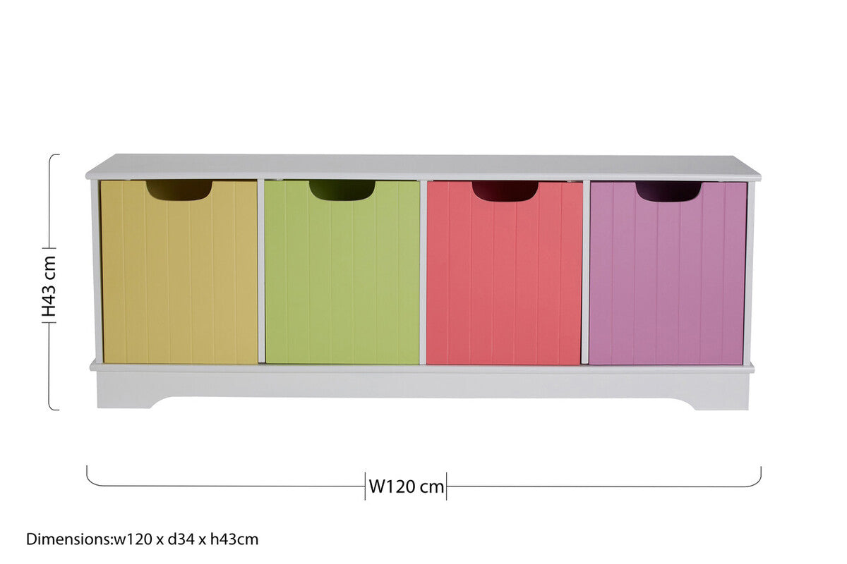 Kids White 4 Coloured Boxes Storage Unit | Isla