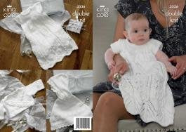King Cole Knitting Pattern 3536 : Baby's Christening Outfit (14-18in)