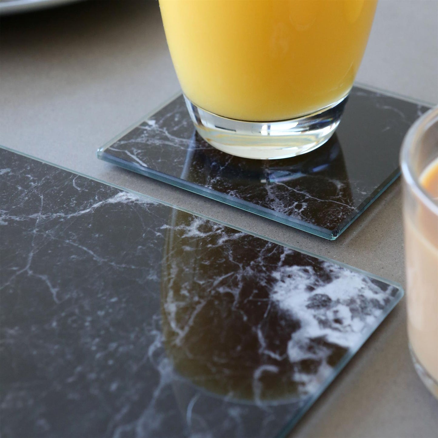 12pc Rectangle Glass Placemats & Square Coasters Set - 40cm x 30cm - Marble