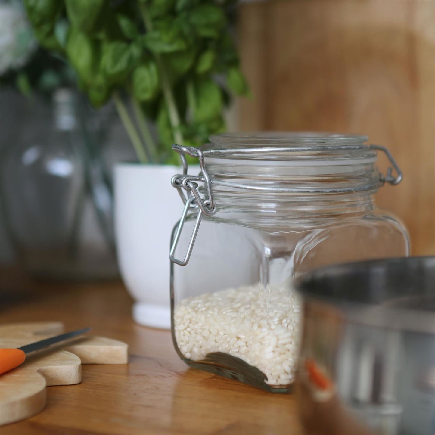 760ml Air tight Square Glass Jar with Clip-Top Lid
