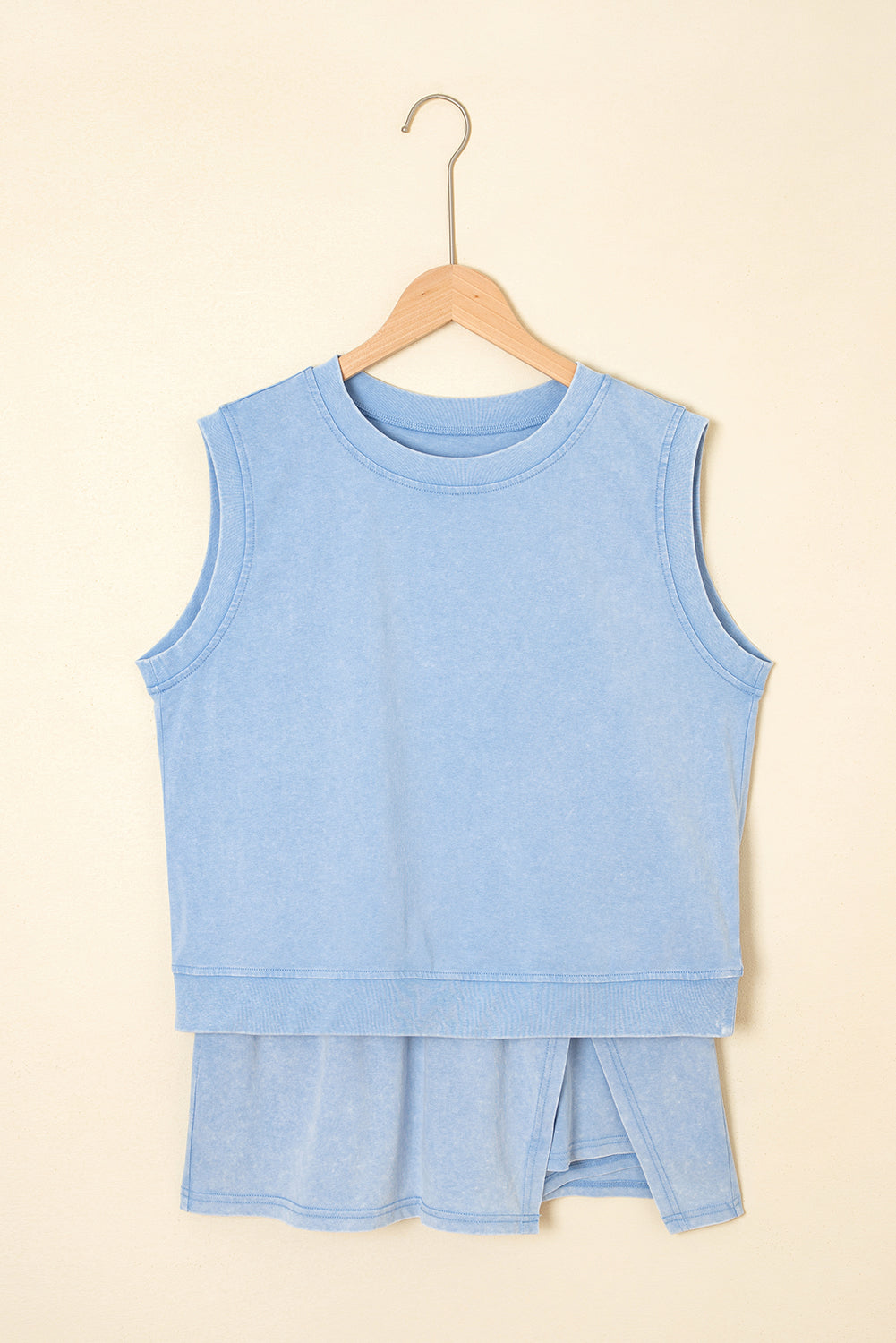 Myosotis 2 Pieces Mineral Wash Cotton Tank Top Lined Split Skirt Set