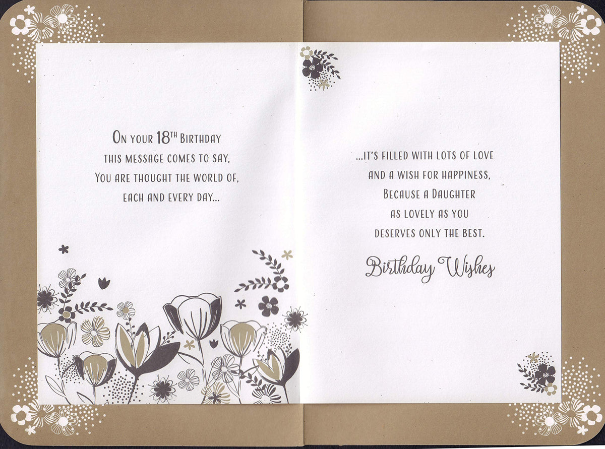 Daughter On Your 18th Birthday". Card Comes in A Decorative Box.