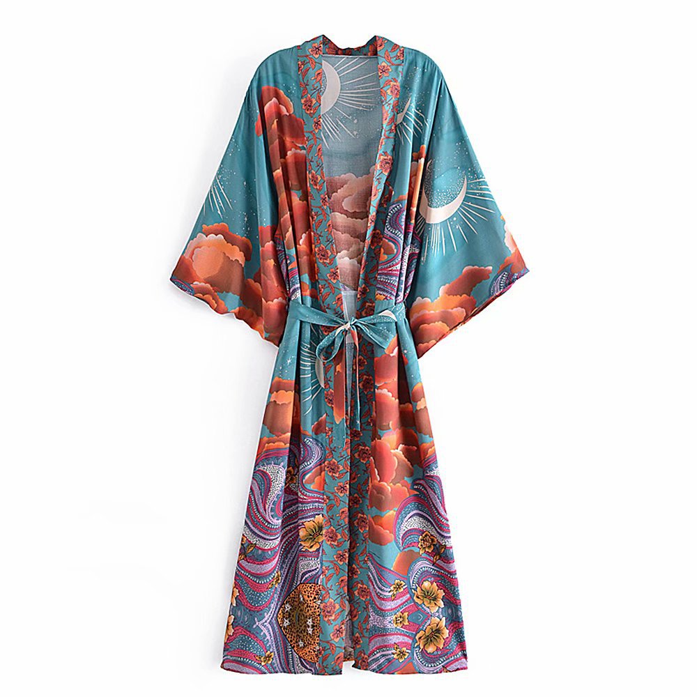 Premium Green Kimono Robe - Luxury Satin Dressing Gown for Women