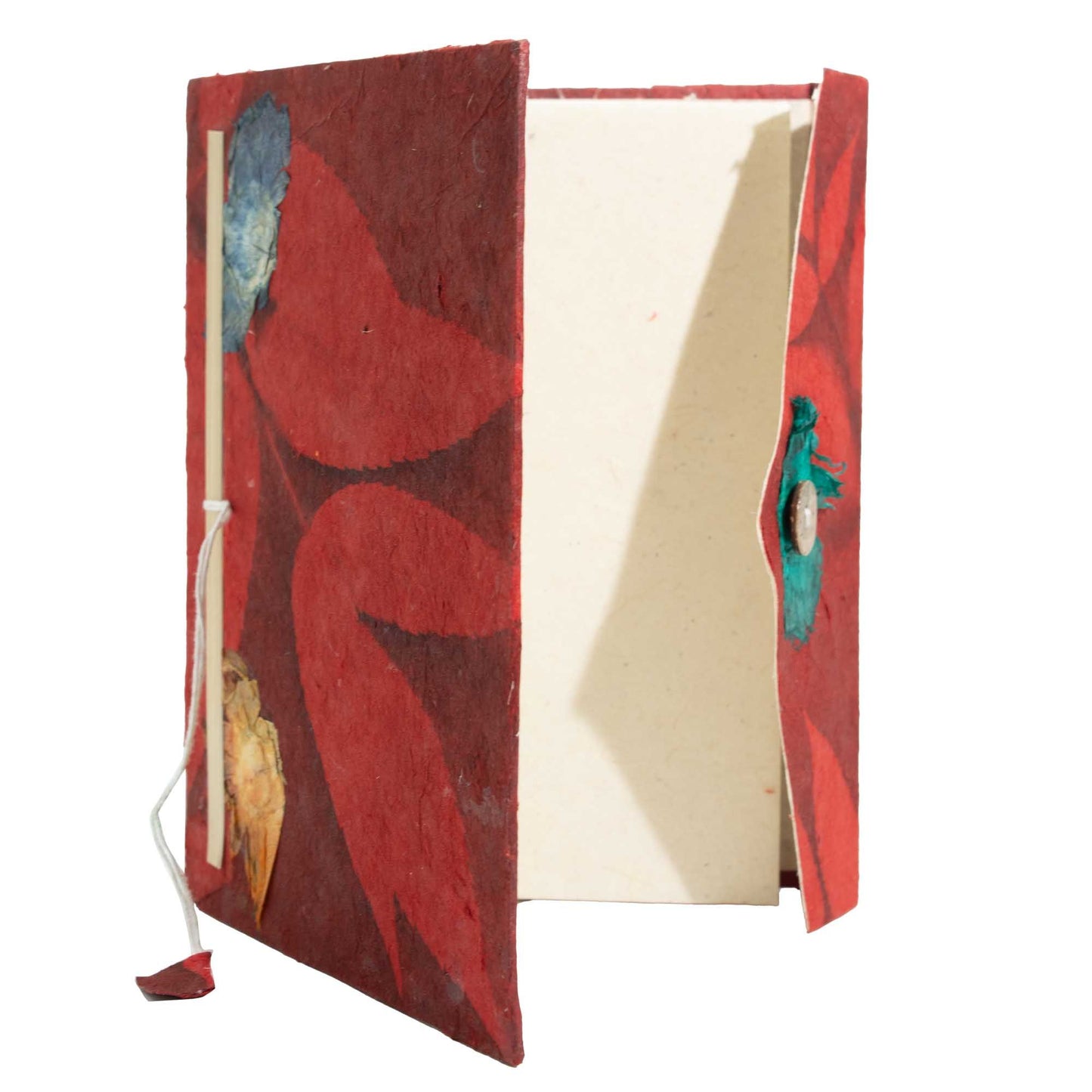 Lokta Bold Floral Notebook – Large (21x15cm) – 45 Leaves – Includes Bookmark – Ruby