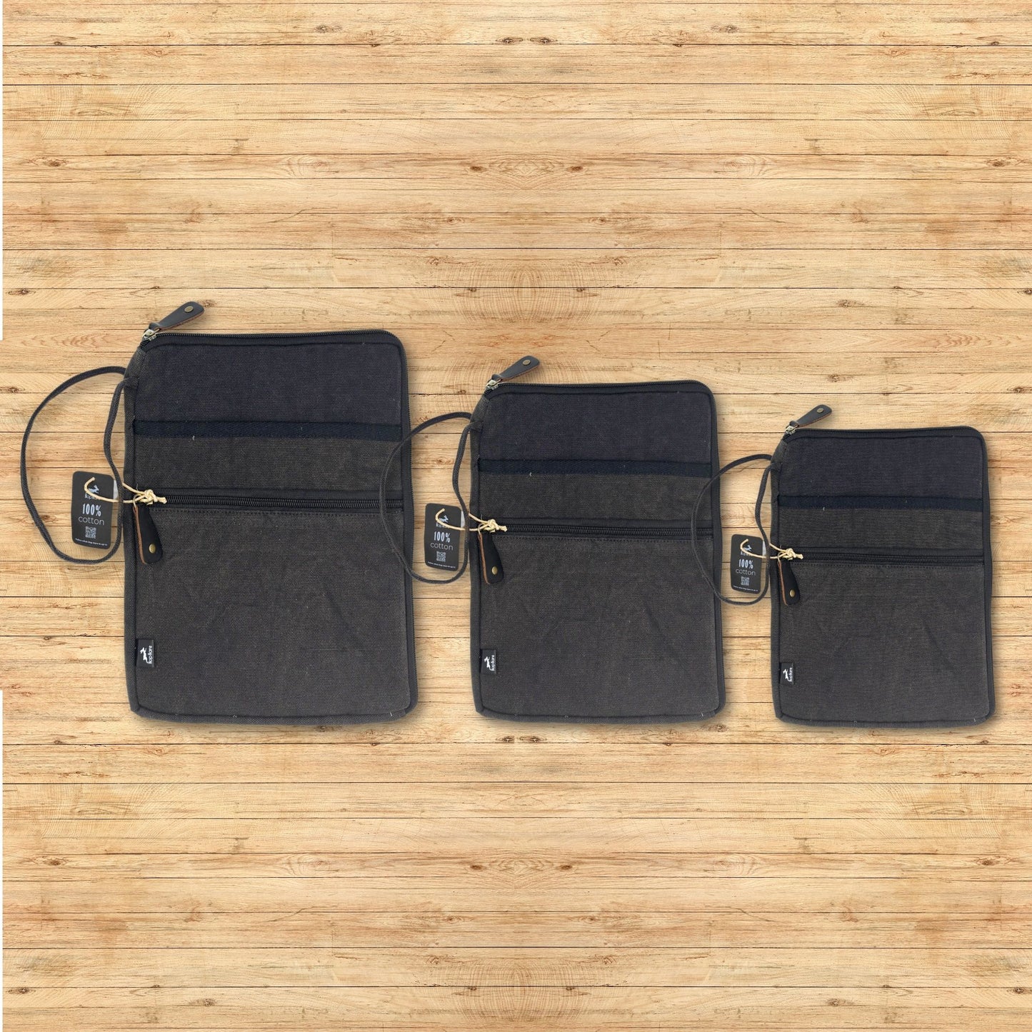 Stonewash  Large Laptop Pouch - Charcoal