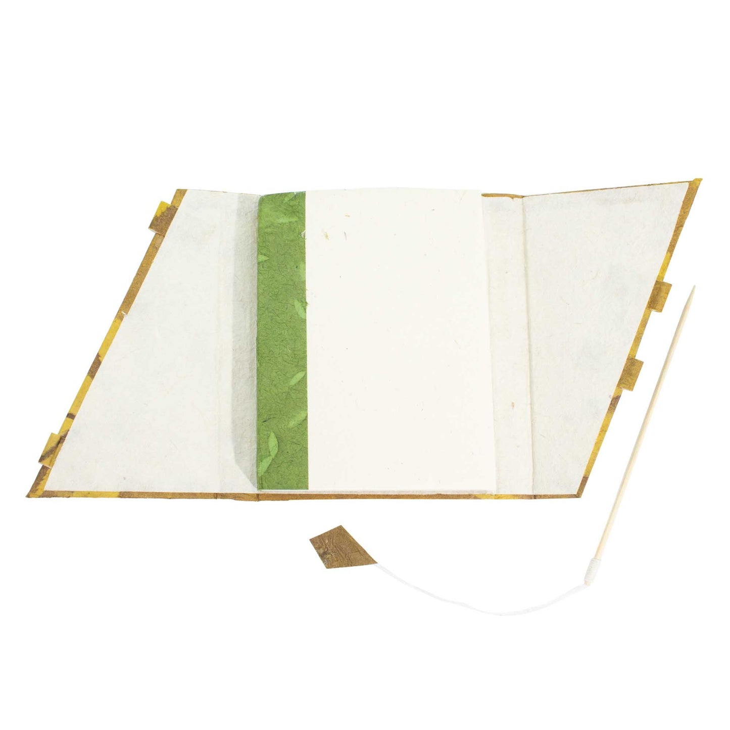 Lokta Bold Floral Bamboo Lock Notebook – Medium (15x12cm) – 45 Leaves – Mustard Brown