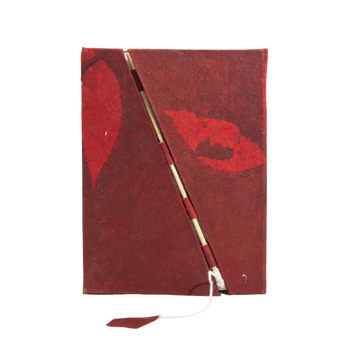 Lokta Bold Floral Bamboo Lock Notebook – Medium (15x12cm) – 45 Leaves – Ruby