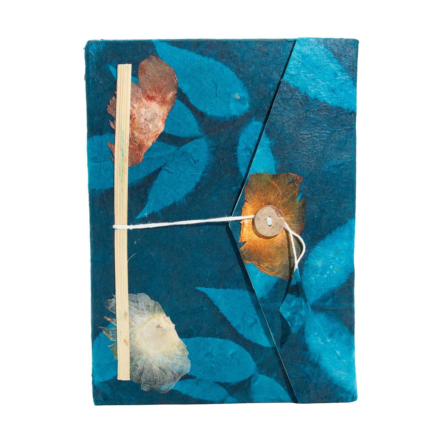 Lokta Bold Floral Notebook – Large (21x15cm) – 45 Leaves – Includes Bookmark – Midnight Blue