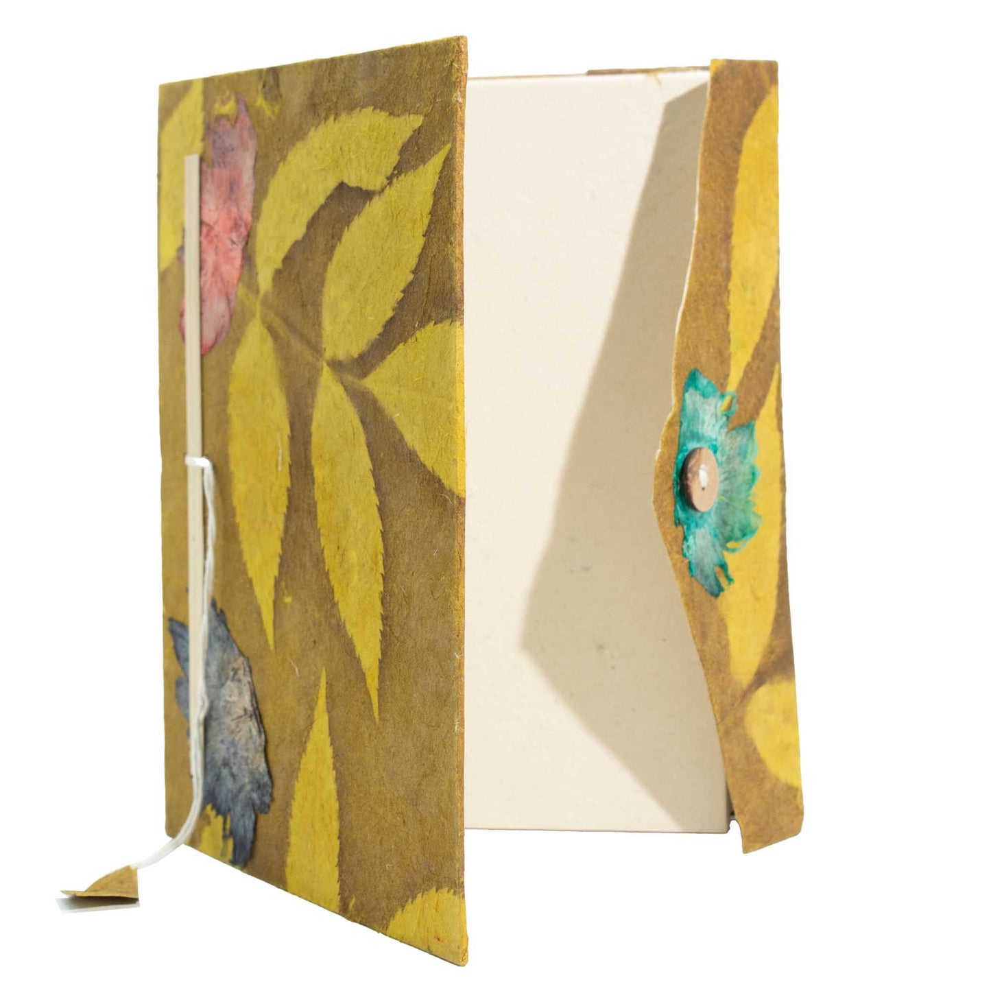 Lokta Bold Floral Notebook – Large (21x15cm) – 45 Leaves – Includes Bookmark – Mustard Brown