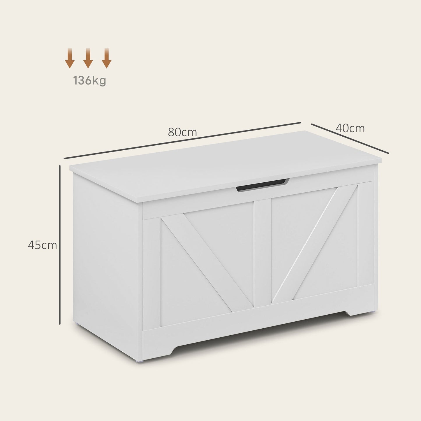 HOMCOM Storage Trunk for Living Room, with Safety Hinges, 80cm