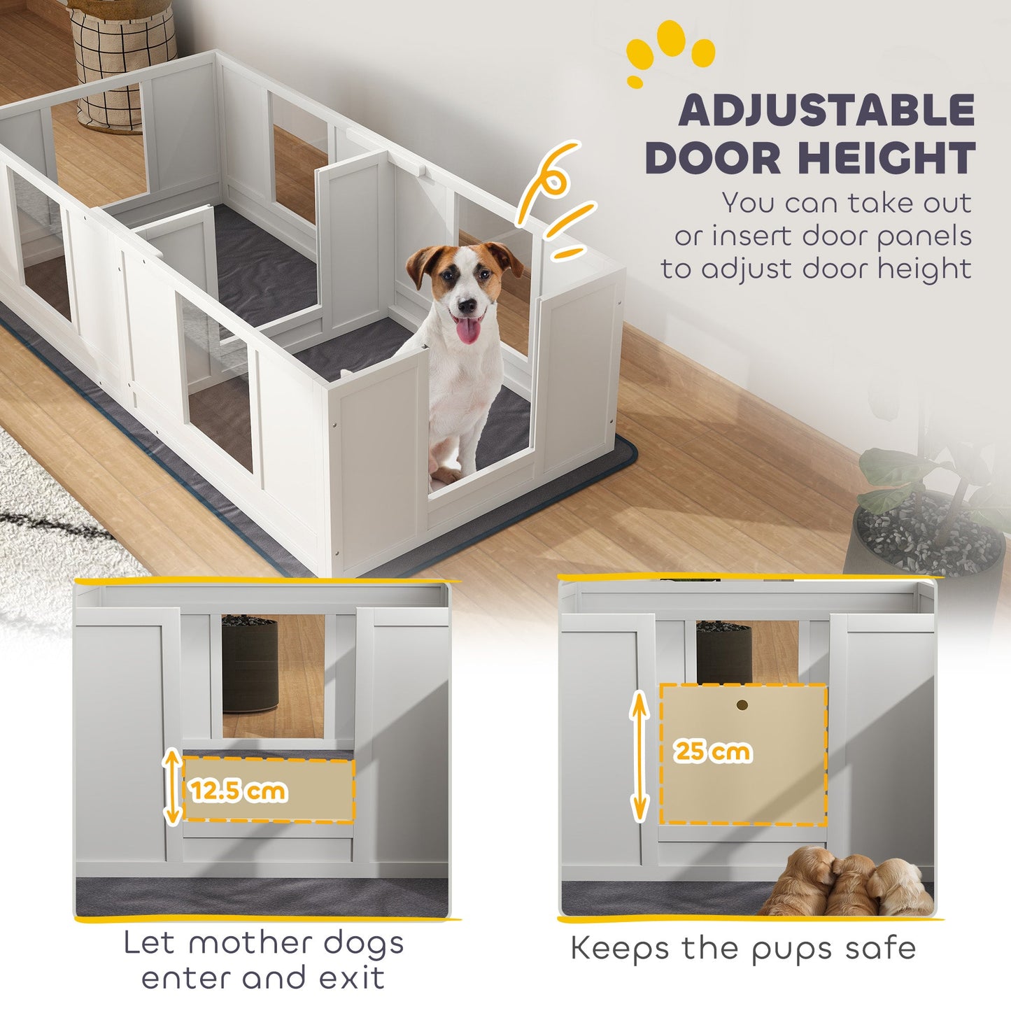 PawHut Whelping Box for Dogs with Whelping Pad, Two Room Design