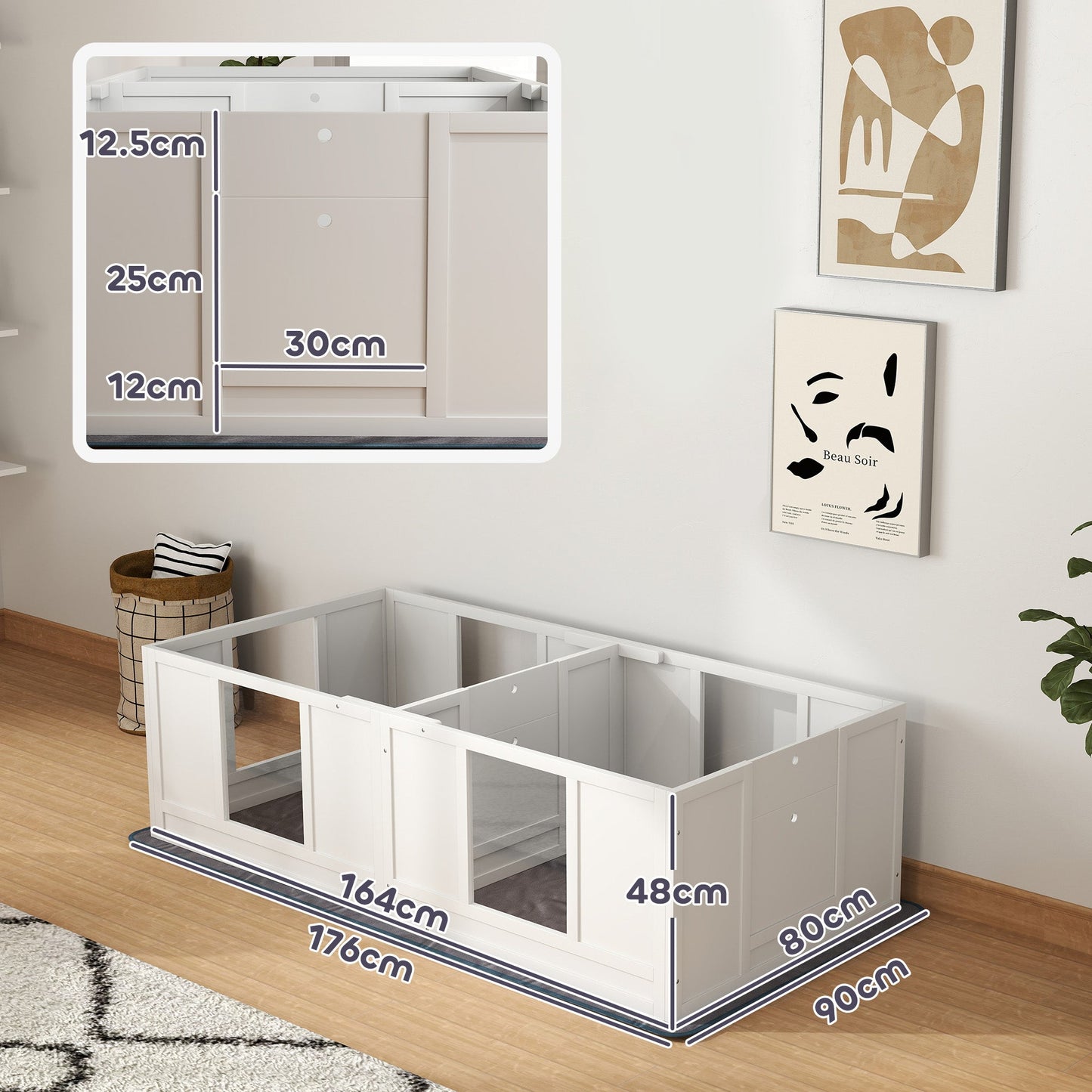 PawHut Whelping Box for Dogs with Whelping Pad, Two Room Design
