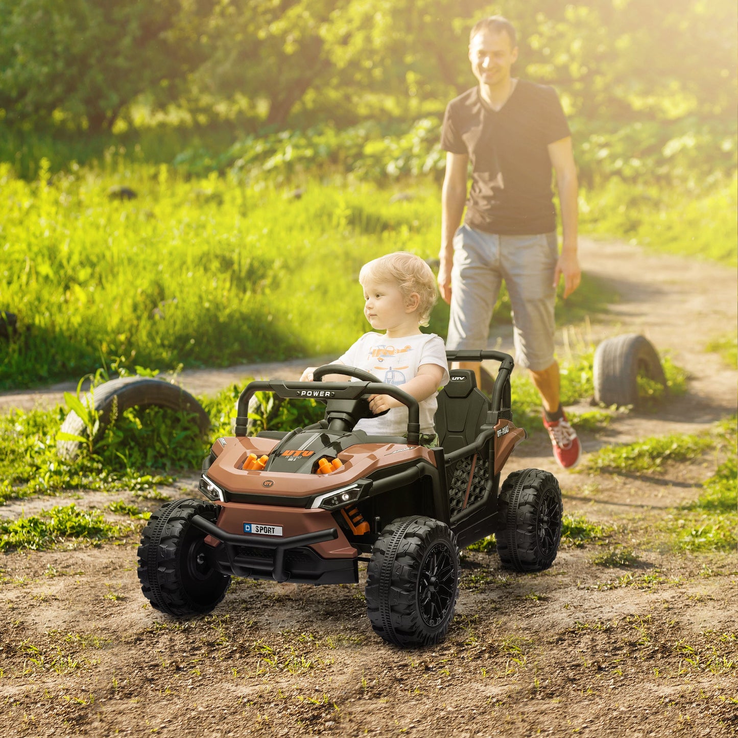 AIYAPLAY Kids Ride on Car, 12V Electric Truck w/ Horn Lights USB